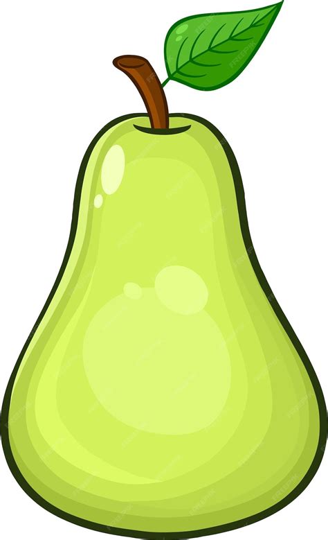 Birnen-Frucht mit grünem Blatt-Karikatur-Zeichnungs-übersichtlichem ...