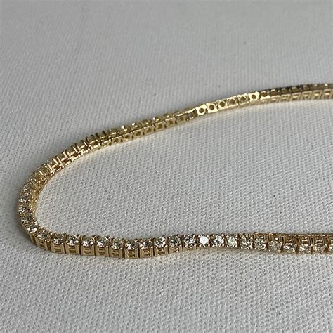 14kt Yellow Gold and Diamond Tennis Necklace - Diamond Exchange USA ...