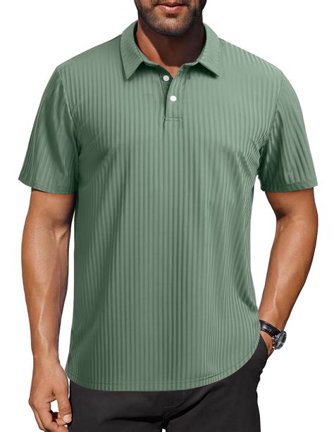 Thrilos Stripe Quick Dry Polo Shirts for Men Short Sleeve Workout Golf ...