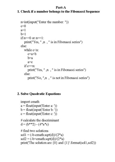 IV Sem Python Lab - Part A: Key Programming Concepts and Exercises ...