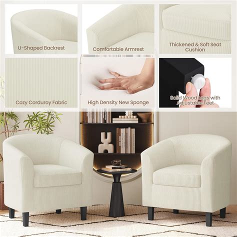 Yaheetech Corduroy Barrel Chairs Set of 2, India | Ubuy