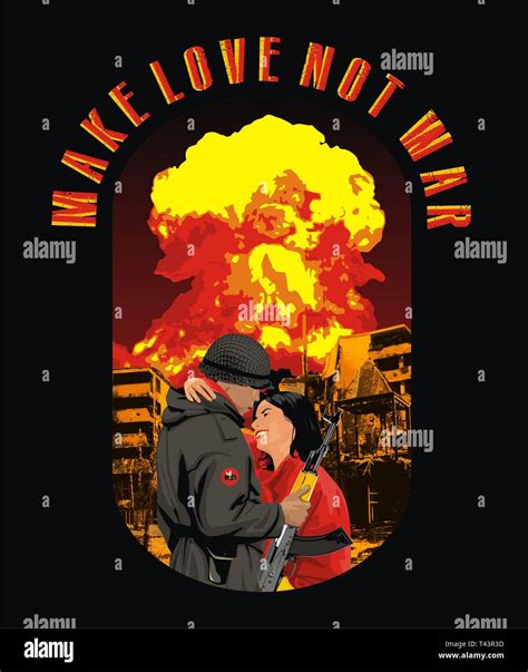 Make love not war - anti war poster - illustration Stock Photo - Alamy