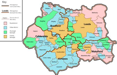 Map of West Yorkshire County, UK - Free Printable Maps
