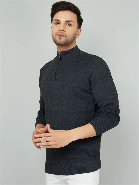 MENS HALF ZIPPER PLAIN SWEATER