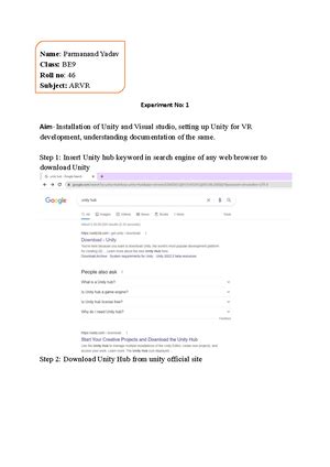 ARVR notes - Virtual and augmented reality - Studocu