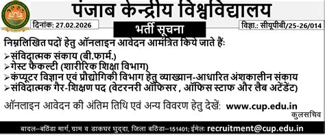 Non-Teaching Jobs | Central University of Punjab