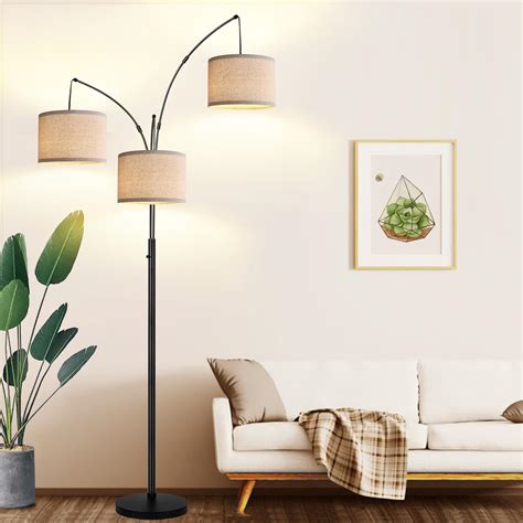 Dimmable Floor Lamp - 3 Lights Arc Floor Lamps for Living Room, 1000LM ...