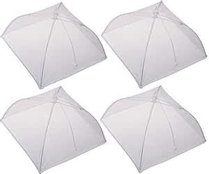 Picnic Fly Screens, Food Cover Set of 4 Large Reusable and Collapsible ...