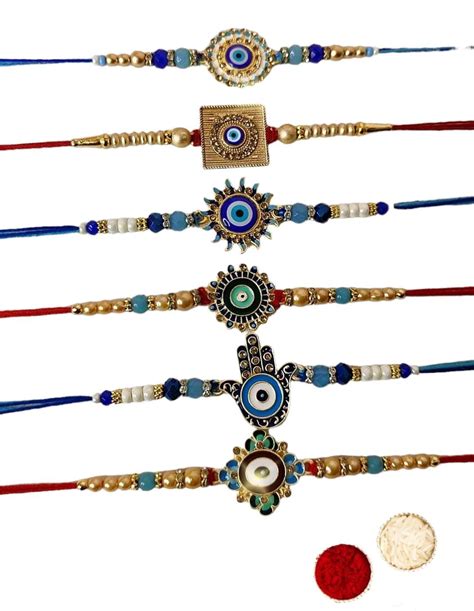 PARTISH Mens Evil Eye Rakhi For Brother L Rakshabandhan Rakhi With Roli ...