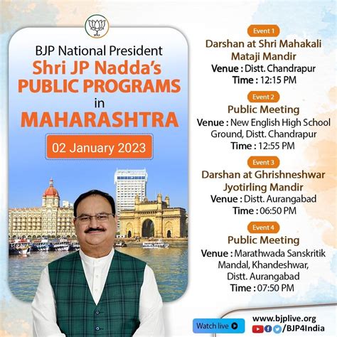 BJP National President Shri JP Nadda's public programs on 2nd January ...