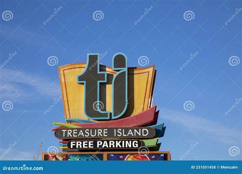 Signage Treasure Island with Free Park Editorial Stock Photo - Image of ...