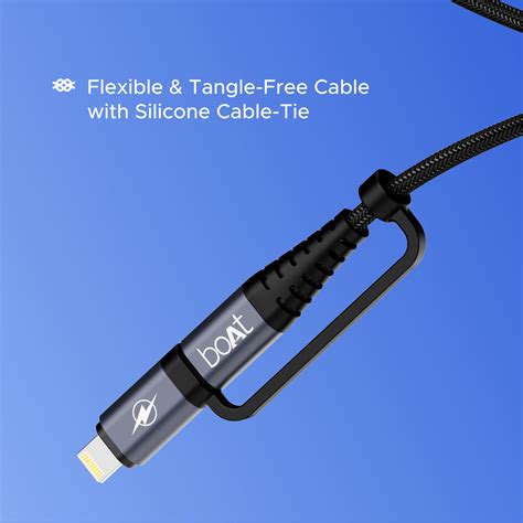 boAt Flexicharge 400 - 4-in-1 Charging Cable with Swappable Heads for ...