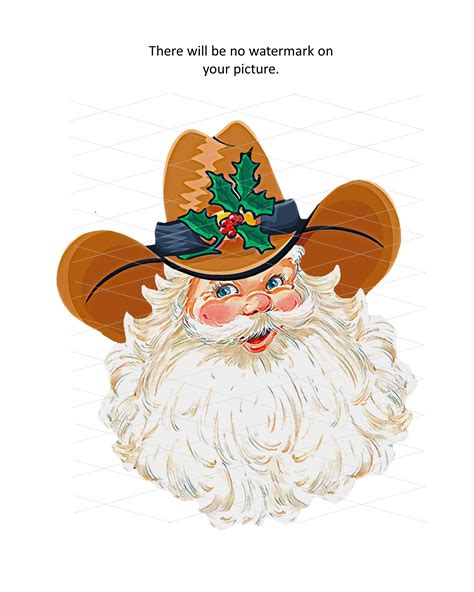 Cowboy Santa PNG: Christmas Western Sublimation Clipart (digital ...