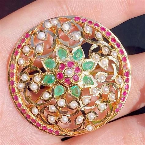 Gold Cocktail Ring | Traditional Joroa Craft | 22k Gold & Rubies, Emer