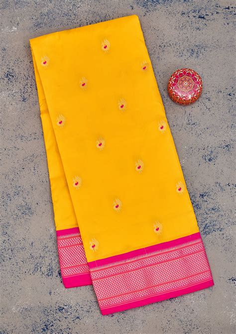 Buy Yellow Zariwork Pure Silk Saree - Koskii