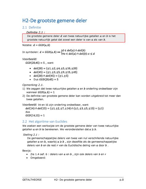 Getaltheorie H2 - Deelbaarheid - H 2 - De grootste gemene deler 2 ...