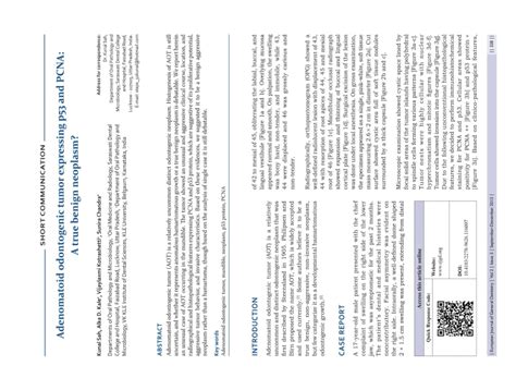 Adenomatoid odontogenic tumor expressing p53 and PCNA: A true benign ...