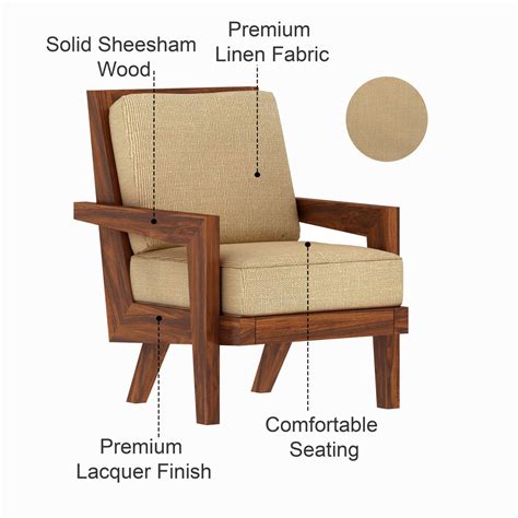 AURA Solid Sheesham Wood Single Seater Sofa - 3 Year Warranty (LUXE ED ...