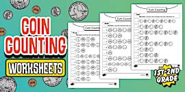 Coin Count and Color Worksheets for 1st and 2nd Grade