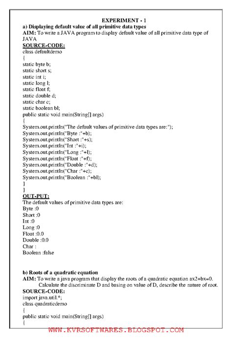 R20 JAVA LAB Manual: Experiments on Inheritance, Polymorphism & Data ...