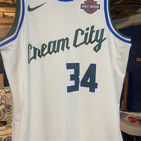 Milwaukee Bucks 2019‑20 Cream City Jersey Giannis... - Depop