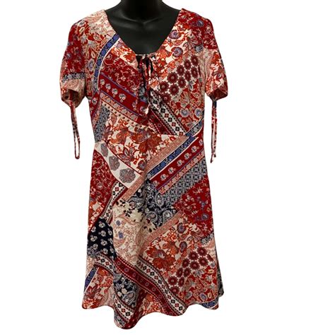Womens Size 14 Short Sleeve Dress Multicoloured (s)