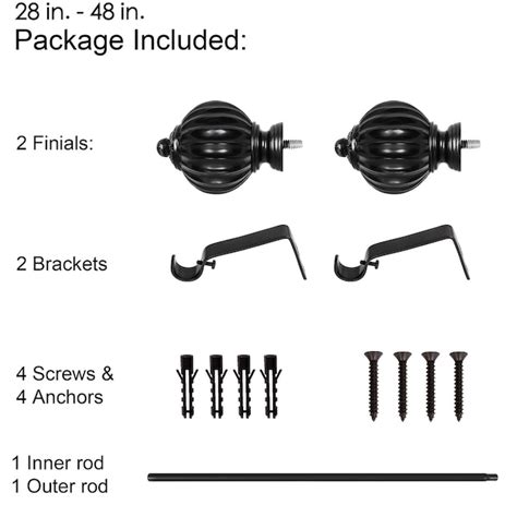 Utopia Alley 3/4 Inch Adjustable Curtain Rod Bedroom and Living Room ...