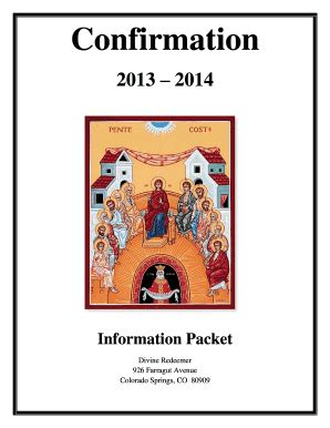 Fillable Online Confirmation Packet 2013-2014 - Divine Redeemer ...