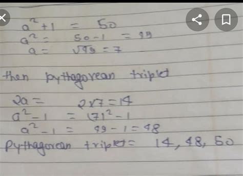 Find a Pythagorean triplet with 50 as its largest member. - Brainly.in