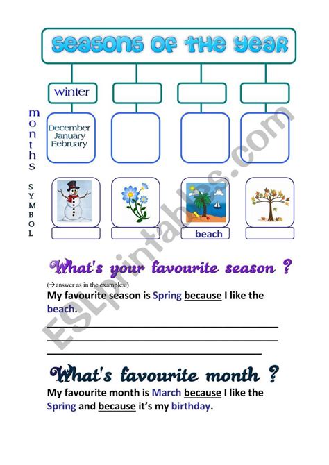 My favourite season (4 sheets) - ESL worksheet by moni_k