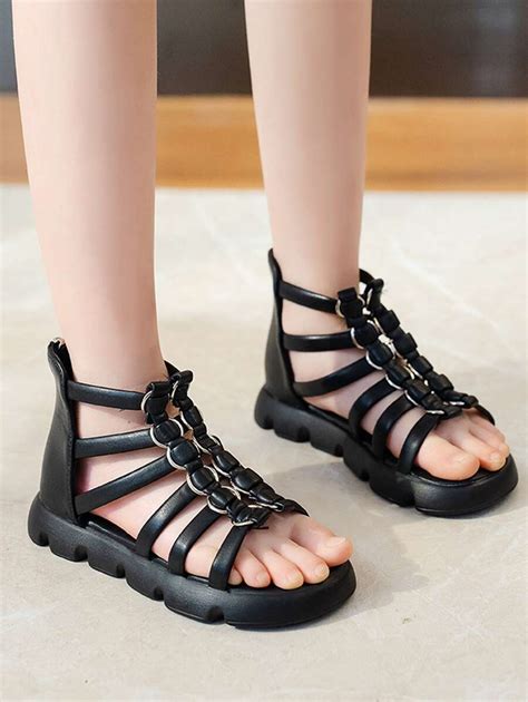 Girls Back Zipper Gladiator Sandals | SHEIN USA