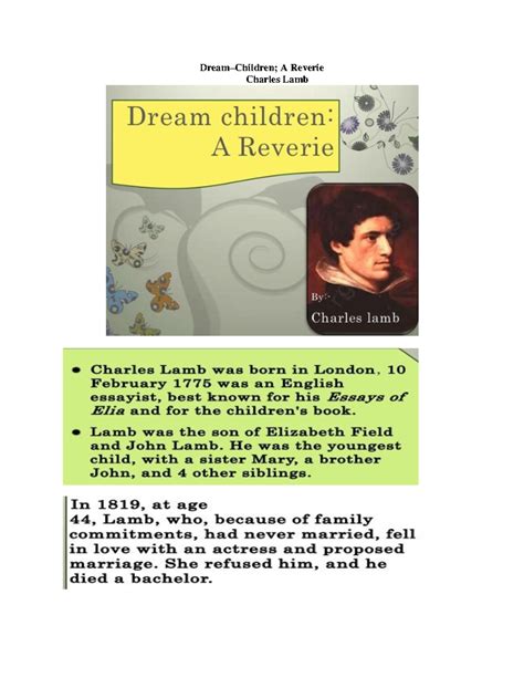 128-Prose II-Unit III - Dream Children - Charles Lamb - Dream–Children ...