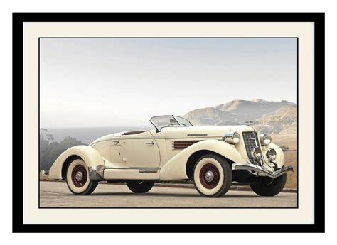 ArtStory Wooden White Vintage Car Framed Wall Painting (30 cm x 20 cm x ...