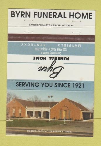 Matchbook Cover - Byrn Funeral Home Mayfield KY 40 Strike | eBay