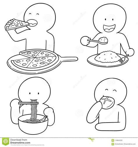 Vector set of man eating stock vector. Illustration of dish - 118644332 ...