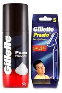 Gillette Classic Regular Pre Shave Foam - 50 g & Gillette Presto Manual ...