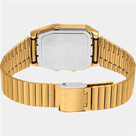 Casio Vintage Men Quartz Gold Dial Analog-Digital Stainless Steel Watch ...