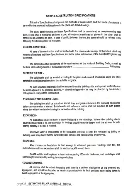Construction Specifications Example 的图像结果