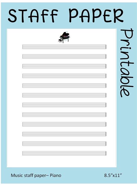 Piano printable sheet music paper instant download blank staff paper ...