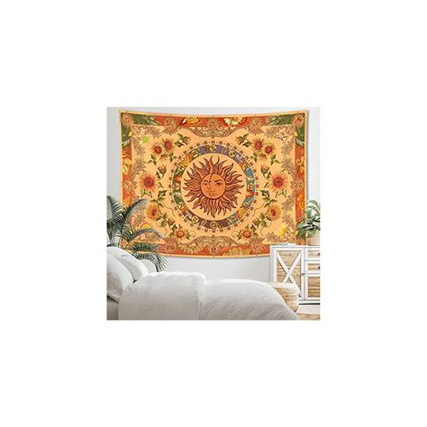 Buy Accnicc Yellow Sun and Moon Tapestry Vintage Indie Boho Wall ...