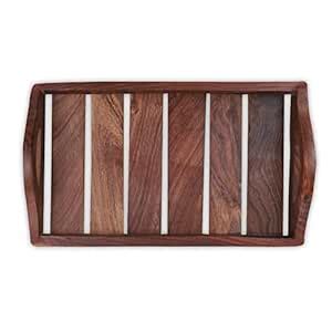 e kysa Wooden Serving Trays with Handles, Stackable Platters for ...