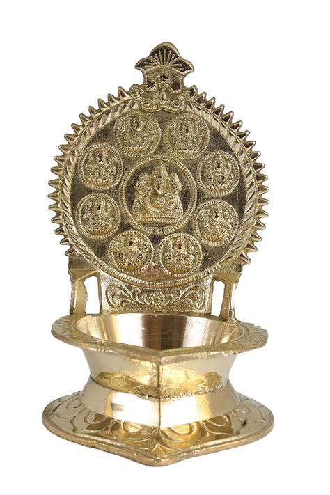 Buy Haristore Brass Ashtalakshmi Lamp with Ganesha (Gold) Online at Low ...