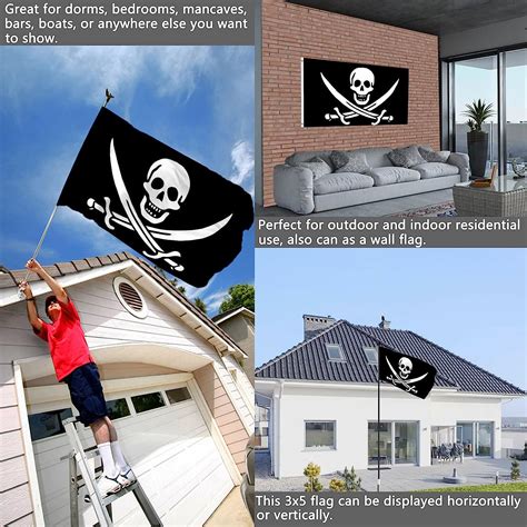 Buy Pirate Jolly Roger Flag 3x5 Outdoor Double Sided- Heavy Duty Beach ...