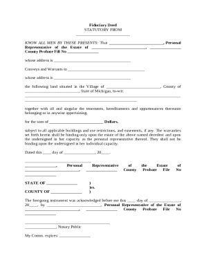 Fiduciary Deed - Blank Fillable Template | Fill Out, Print & Download ...