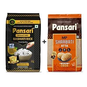 Pansari Combo Pack of Long Grain Signature Basmati Rice & MP Sharbati ...