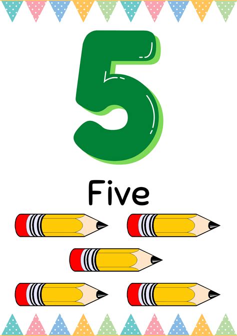 Free Number 5 Flashcard PDF Printable - WorksheetForKid