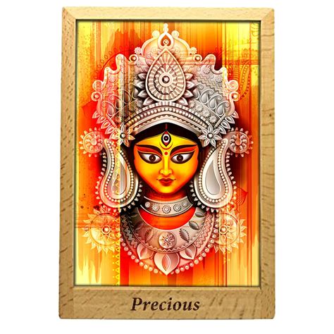 Pix Art Goddess Maa Durga Photo with Wooden Frame : Amazon.in: Home ...