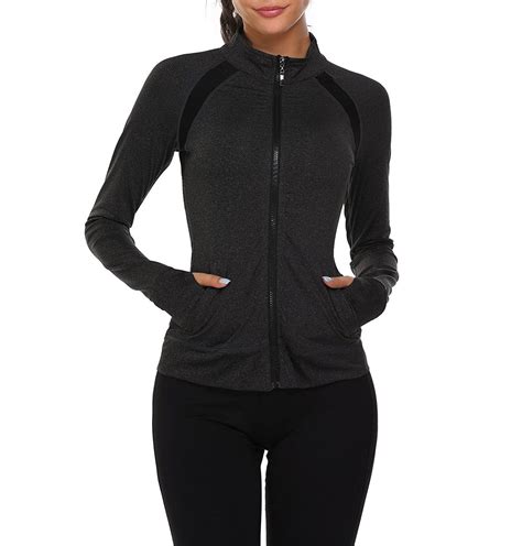 Women's Lightweight Sports Active Full-zip Hoodie Jacket with Thumb ...