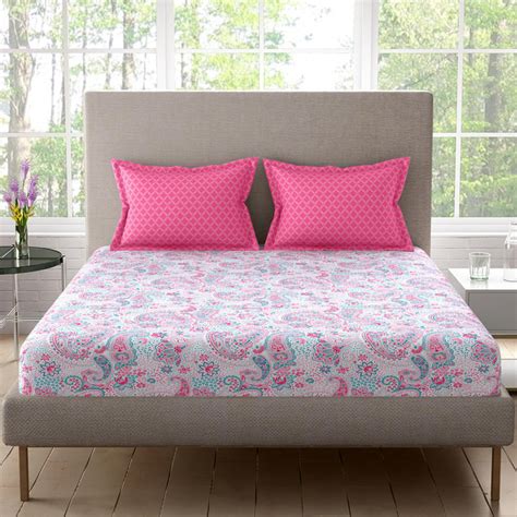 Buy PORTICO Galaxy Cotton 128TC Paisley Print 3Pcs Queen Bedsheet Set ...