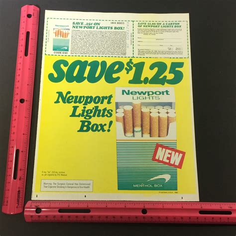 1980 Newport Lights Menthol Ad Coupon